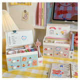Desktop Storage Box Drawer Design Large Capacity Decorative Simple Dust Cover Skincare Storage Box Pink with Stickers In Australia - Darrahopens