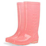 Tall Rain Boots Non Slip Waterproof Rain Shoes PVC Transparent Rain Footwear with Plush Cotton Coverfor Women Adults Pink 35 In Australia - Darrahopens