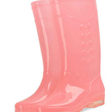 Tall Rain Boots Non Slip Waterproof Rain Shoes PVC Transparent Rain Footwear with Plush Cotton Coverfor Women Adults Pink 35