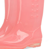 Tall Rain Boots Non Slip Waterproof Rain Shoes PVC Transparent Rain Footwear with Plush Cotton Coverfor Women Adults Pink 35