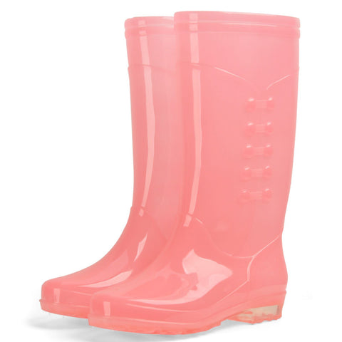 Tall Rain Boots Non Slip Waterproof Rain Shoes PVC Transparent Rain Footwear with Plush Cotton Coverfor Women Adults Pink 37 In Australia - Darrahopens