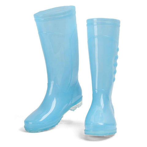 Tall Rain Boots Non Slip Waterproof Rain Shoes PVC Transparent Rain Footwear with Plush Cotton Coverfor Women Adults Blue 37 In Australia - Darrahopens