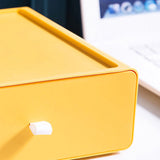 Desktop Storage Box Drawer Design Strong Load Bearing Stackable Desktop Organizer Storage Box for Stationery Yellow