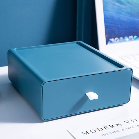 Desktop Storage Box Drawer Design Strong Load Bearing Stackable Desktop Organizer Storage Box for Stationery Blue In Australia - Darrahopens