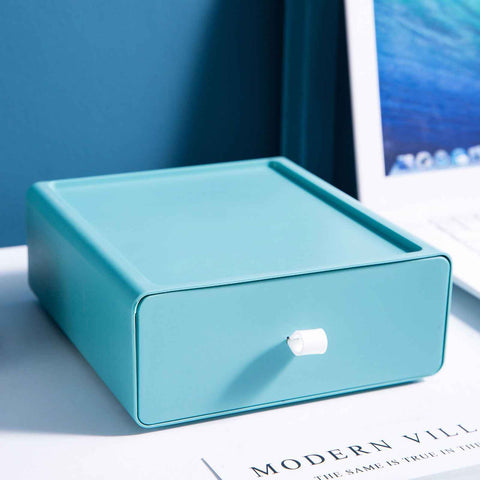 Desktop Storage Box Drawer Design Strong Load Bearing Stackable Desktop Organizer Storage Box for Stationery Green In Australia - Darrahopens