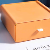 Desktop Storage Box Drawer Design Strong Load Bearing Stackable Desktop Organizer Storage Box for Stationery Orange