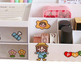 Desktop Storage Box Multi Grid Design Cute Beautiful Desktop Organizer Storage Box for Stationery Pens White
