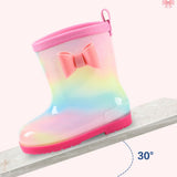1 Pair Kids Rain Boots Four Seasons Universal Children's Rainbow Bow Non Slip Waterproof Breathable Rain Boots Pink 150mm (Inner Length 145mm) In Australia - Darrahopens