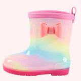 1 Pair Kids Rain Boots Four Seasons Universal Children's Rainbow Bow Non Slip Waterproof Breathable Rain Boots Pink 150mm (Inner Length 145mm) In Australia - Darrahopens