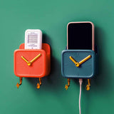 Wall Mounted Storage Box PP Clock Shaped Multifunctional Container with Hooks for Dormitory Bedside Orange In Australia - Darrahopens