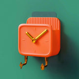 Wall Mounted Storage Box PP Clock Shaped Multifunctional Container with Hooks for Dormitory Bedside Orange In Australia - Darrahopens