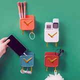 Wall Mounted Storage Box PP Clock Shaped Multifunctional Container with Hooks for Dormitory Bedside Orange In Australia - Darrahopens