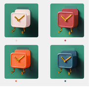 Wall Mounted Storage Box PP Clock Shaped Multifunctional Container with Hooks for Dormitory Bedside Orange