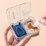 Portable Dispense Medicine Box Mini Small Pill Case Cutting Grinding Medicine Sealed Medicine Storage Box Blue