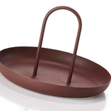 Serving Tray Metal Round Portable Table Top Storage Tray Simple Modern Style with Handle Red