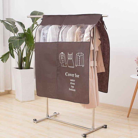 Clothes Dust Cover Nonwoven Dust Prevention Waterproof Transparent Window Design Hanging Garment Protectors Coffee In Australia - Darrahopens