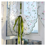 Embroidered Roman Sheer Curtain Classical Floral Window Screen Elegant Embroidered Roman Shade for Bedroom Balcony 2m/78.7in Height