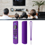 Remote Control Silicone Cover for Fire TV Stick Anti Slip Silicone Protective Case with Lanyard 3rd Gen Purple
