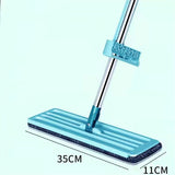 Floor Mop Dry Wet Dual Use Microfiber Free Hand Washing Flat Cleaning Tile Mop for Home Use Blue Mop, 1 Piece of Pads