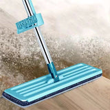 Floor Mop Dry Wet Dual Use Microfiber Free Hand Washing Flat Cleaning Tile Mop for Home Use Blue Mop, 1 Piece of Pads