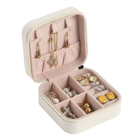 Travel Jewelry Case Exquisite Large Capacity Scratch Resistant Portable Jewelry Organizer Box for Outdoor Travel White 10x10x5cm/3.9x3.9x2.0in In Australia - Darrahopens