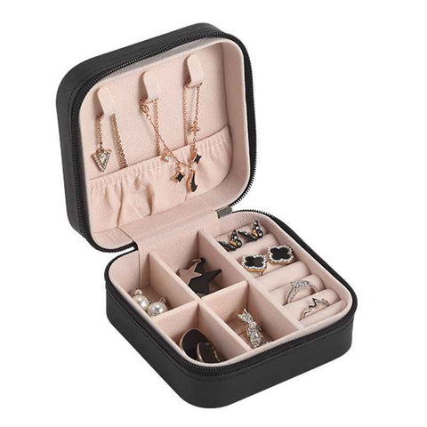 Travel Jewelry Case Exquisite Large Capacity Scratch Resistant Portable Jewelry Organizer Box for Outdoor Travel Black 10x10x5cm/3.9x3.9x2.0in In Australia - Darrahopens