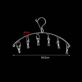 Clothes Drying Hanger Stainless Steel Thick Arc Shaped Windproof Sock Hanger for Socks Towels Bras Underwear 6 Clips In Australia - Darrahopens