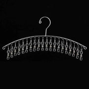 Clothes Drying Hanger Stainless Steel Thick Arc Shaped Windproof Sock Hanger for Socks Towels Bras Underwear 20 Clips
