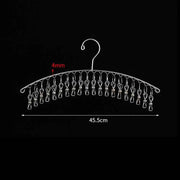 Clothes Drying Hanger Stainless Steel Thick Arc Shaped Windproof Sock Hanger for Socks Towels Bras Underwear 20 Clips In Australia - Darrahopens