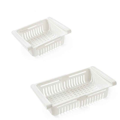 Fridge Drawer Organizer Retractable Multifunction Space Saving Refrigerator Storage Box White 20.5x16.4x7.6cm / 8.1x6.5x3.0in In Australia - Darrahopens