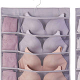 Hanging Bra Organizer Oxford Fabric Double Sides Breathable Large Capacity Underwear Storage Organizer for Bra Socks Gray, Front 12, Back 24 In Australia - Darrahopens