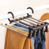 Stainless Steel Hangers Home Multifunctional Foldable Trouser Rack Retractable Trouser Storage Rack Trouser Rack Black