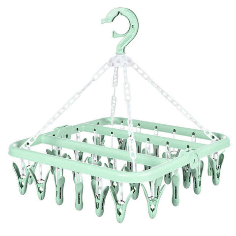32 Clip Folding Hanger 360 Degree Rotation Household Laundry Clip Rack with Windproof Lock Drying Rack Green C0NCN In Australia - Darrahopens
