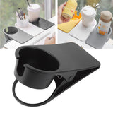 Cup Holder Clip Desk Side Glass Mug Bottle Clamp Stand Plastic for Home Office Storage Black