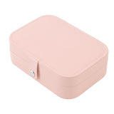 Jewelry Case Portable Beautiful Pink Necklace Ring Ear Stud Storage Box Adjustment Leather Travel Jewelry Case with Lock