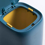 Desktop Trash Can Press Type Mini Garbage Can with Cover for Office Dressing Table Dark Blue In Australia - Darrahopens