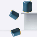 Desktop Trash Can Press Type Mini Garbage Can with Cover for Office Dressing Table Dark Blue