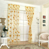 Sunflower Pattern Curtain Home Decoration Polyester Fibre Window Tulle Curtain Flower Organza Curtain Yellow 100x200cm/39.37x78.74in In Australia - Darrahopens