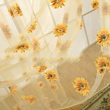 Sunflower Pattern Curtain Home Decoration Polyester Fibre Window Tulle Curtain Flower Organza Curtain Yellow 100x200cm/39.37x78.74in In Australia - Darrahopens