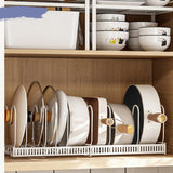 Pot Lid Rack Iron Retractable Pot Lid Organizer Holder for Multiple Cookware Universal Black In Australia - Darrahopens