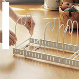Pot Lid Rack Iron Retractable Pot Lid Organizer Holder for Multiple Cookware Universal Black