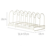 Pot Lid Rack Iron Retractable Pot Lid Organizer Holder for Multiple Cookware Universal Black