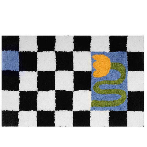 Checkered Doormat Anti Skid Black White Grid Cute Door Mat for Bathrooms Kitchens Living Rooms Morning Glory 40x60 In Australia - Darrahopens
