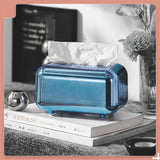 Tissue Storage Box Electroplated Magnetic Retro Built in Spring Facial Tissue Dispenser Box for Home Blue In Australia - Darrahopens