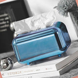 Tissue Storage Box Electroplated Magnetic Retro Built in Spring Facial Tissue Dispenser Box for Home Blue In Australia - Darrahopens