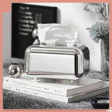 Tissue Storage Box Electroplated Magnetic Retro Built in Spring Facial Tissue Dispenser Box for Home Silver Grey In Australia - Darrahopens