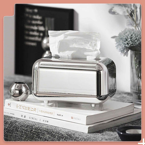 Tissue Storage Box Electroplated Magnetic Retro Built in Spring Facial Tissue Dispenser Box for Home Silver Grey In Australia - Darrahopens