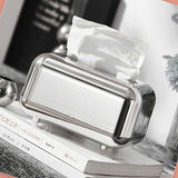 Tissue Storage Box Electroplated Magnetic Retro Built in Spring Facial Tissue Dispenser Box for Home Silver Grey In Australia - Darrahopens
