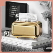 Tissue Storage Box Electroplated Magnetic Retro Built in Spring Facial Tissue Dispenser Box for Home Champagne Gold In Australia - Darrahopens