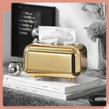 Tissue Storage Box Electroplated Magnetic Retro Built in Spring Facial Tissue Dispenser Box for Home Champagne Gold In Australia - Darrahopens
